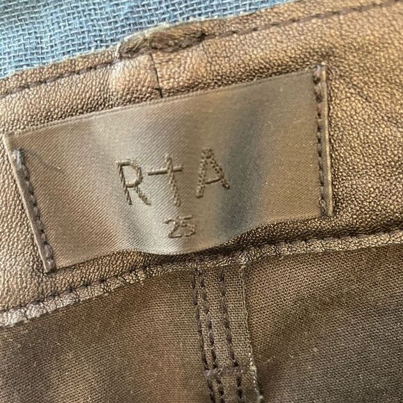 EUC RtA 100% Lamb Leather Pants Cropped Button Sz. 25 - Picture 5 of 7